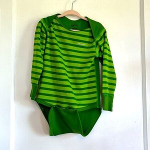 Patagonia Green Striped Kids Bodysuit